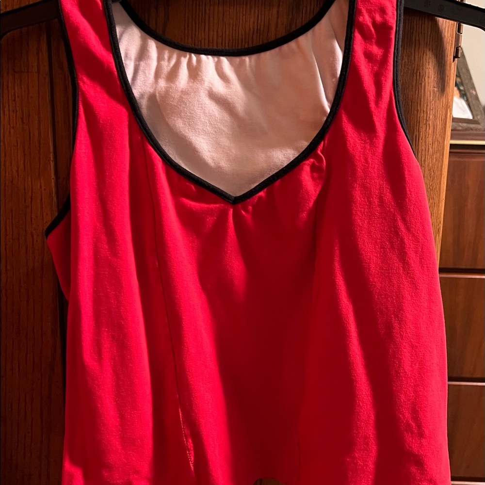 Red Sports bra tank with a build in bra. - ABA 2X